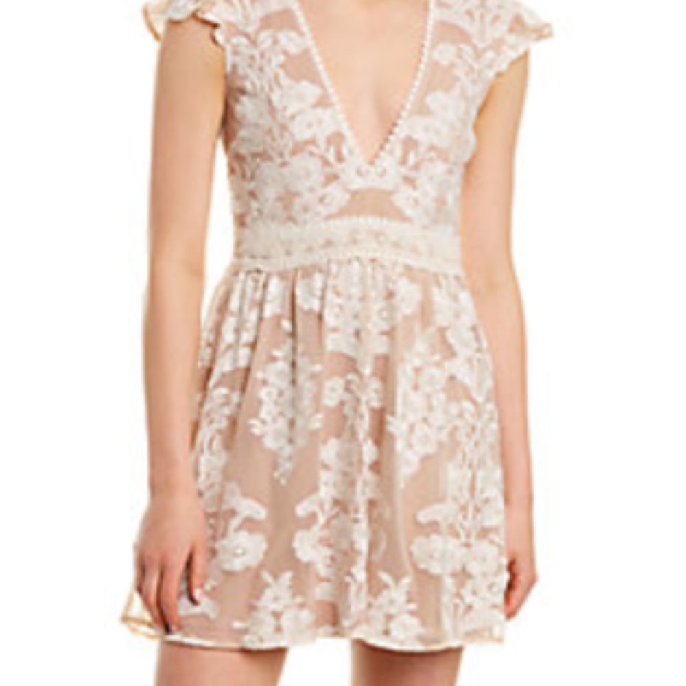 For Love & Lemons nude & beige lace dress